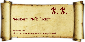 Neuber Nándor névjegykártya